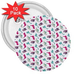 Dinosaurs Pattern 3  Buttons (10 Pack)  by ValentinaDesign