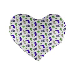 Dinosaurs Pattern Standard 16  Premium Heart Shape Cushions by ValentinaDesign