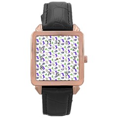 Dinosaurs Pattern Rose Gold Leather Watch  by ValentinaDesign