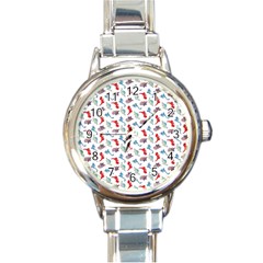 Dinosaurs Pattern Round Italian Charm Watch