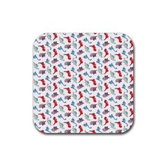 Dinosaurs Pattern Rubber Coaster (square)  by ValentinaDesign