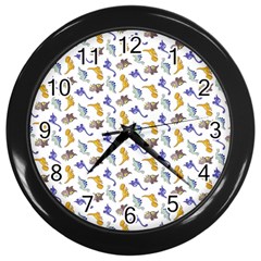 Dinosaurs Pattern Wall Clocks (black) by ValentinaDesign