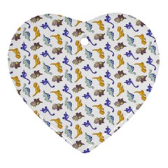 Dinosaurs Pattern Heart Ornament (two Sides) by ValentinaDesign