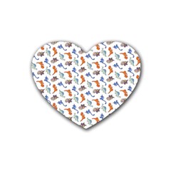 Dinosaurs Pattern Heart Coaster (4 Pack)  by ValentinaDesign