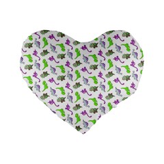 Dinosaurs Pattern Standard 16  Premium Heart Shape Cushions by ValentinaDesign