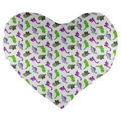 Dinosaurs Pattern Large 19  Premium Heart Shape Cushions by ValentinaDesign