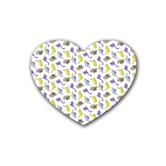 Dinosaurs Pattern Rubber Coaster (heart)  by ValentinaDesign