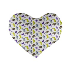 Dinosaurs Pattern Standard 16  Premium Flano Heart Shape Cushions by ValentinaDesign