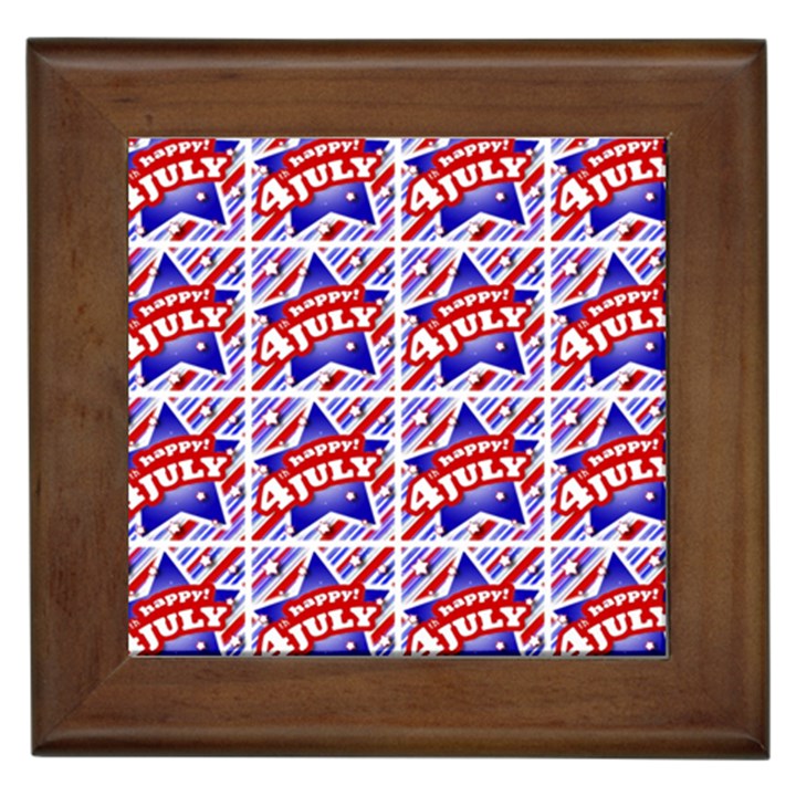 Happy 4th Of July Theme Pattern Framed Tiles