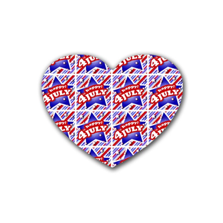 Happy 4th Of July Theme Pattern Rubber Coaster (Heart) 