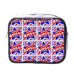 Happy 4th Of July Theme Pattern Mini Toiletries Bags by dflcprints