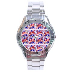 Happy 4th Of July Theme Pattern Stainless Steel Analogue Watch by dflcprints