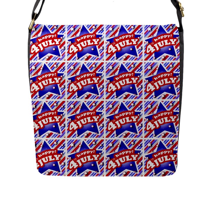 Happy 4th Of July Theme Pattern Flap Messenger Bag (L) 