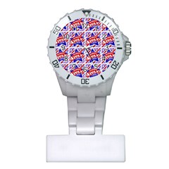 Happy 4th Of July Theme Pattern Plastic Nurses Watch by dflcprints