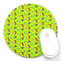 Dinosaurs Pattern Round Mousepads by ValentinaDesign