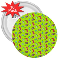 Dinosaurs Pattern 3  Buttons (10 Pack)  by ValentinaDesign