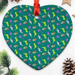 Dinosaurs Pattern Ornament (heart) by ValentinaDesign