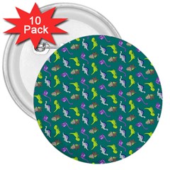 Dinosaurs Pattern 3  Buttons (10 Pack)  by ValentinaDesign