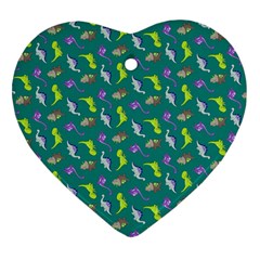 Dinosaurs Pattern Heart Ornament (two Sides) by ValentinaDesign