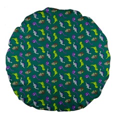 Dinosaurs Pattern Large 18  Premium Flano Round Cushions by ValentinaDesign