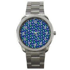 Dinosaurs Pattern Sport Metal Watch by ValentinaDesign