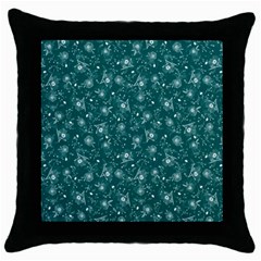 Floral Pattern Throw Pillow Case (black) by ValentinaDesign