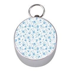 Floral Pattern Mini Silver Compasses