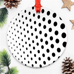 Polka Dot Black Circle Ornament (round)