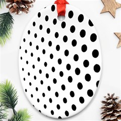 Polka Dot Black Circle Ornament (oval)