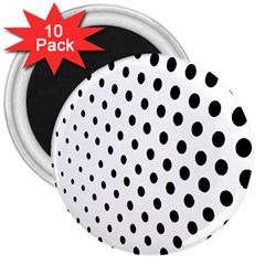 Polka Dot Black Circle 3  Magnets (10 Pack)  by Mariart