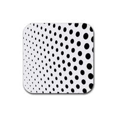 Polka Dot Black Circle Rubber Coaster (square)  by Mariart