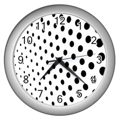 Polka Dot Black Circle Wall Clocks (silver) 