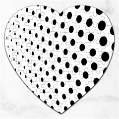 Polka Dot Black Circle Jigsaw Puzzle (heart) by Mariart