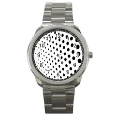 Polka Dot Black Circle Sport Metal Watch by Mariart