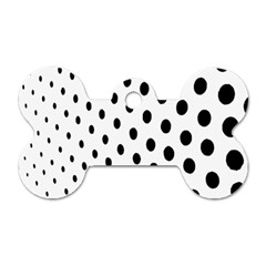 Polka Dot Black Circle Dog Tag Bone (two Sides)