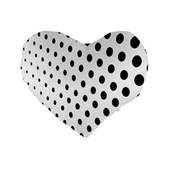 Polka Dot Black Circle Standard 16  Premium Heart Shape Cushions by Mariart