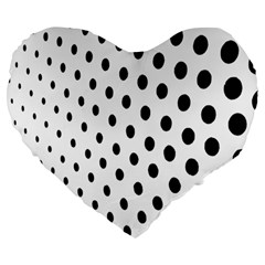 Polka Dot Black Circle Large 19  Premium Heart Shape Cushions