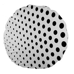 Polka Dot Black Circle Large 18  Premium Flano Round Cushions by Mariart