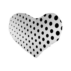 Polka Dot Black Circle Standard 16  Premium Flano Heart Shape Cushions by Mariart