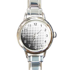 Comic Dots Polka Black White Round Italian Charm Watch