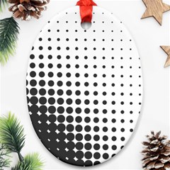 Comic Dots Polka Black White Ornament (oval)