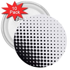 Comic Dots Polka Black White 3  Buttons (10 Pack) 