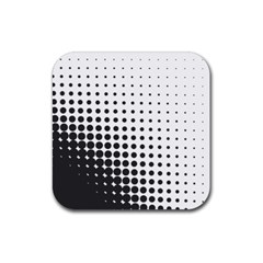 Comic Dots Polka Black White Rubber Coaster (square) 