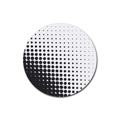 Comic Dots Polka Black White Rubber Round Coaster (4 Pack) 