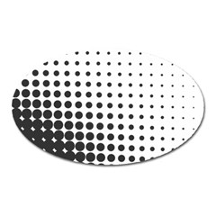 Comic Dots Polka Black White Oval Magnet