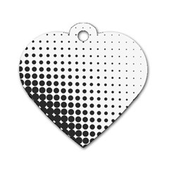 Comic Dots Polka Black White Dog Tag Heart (two Sides) by Mariart