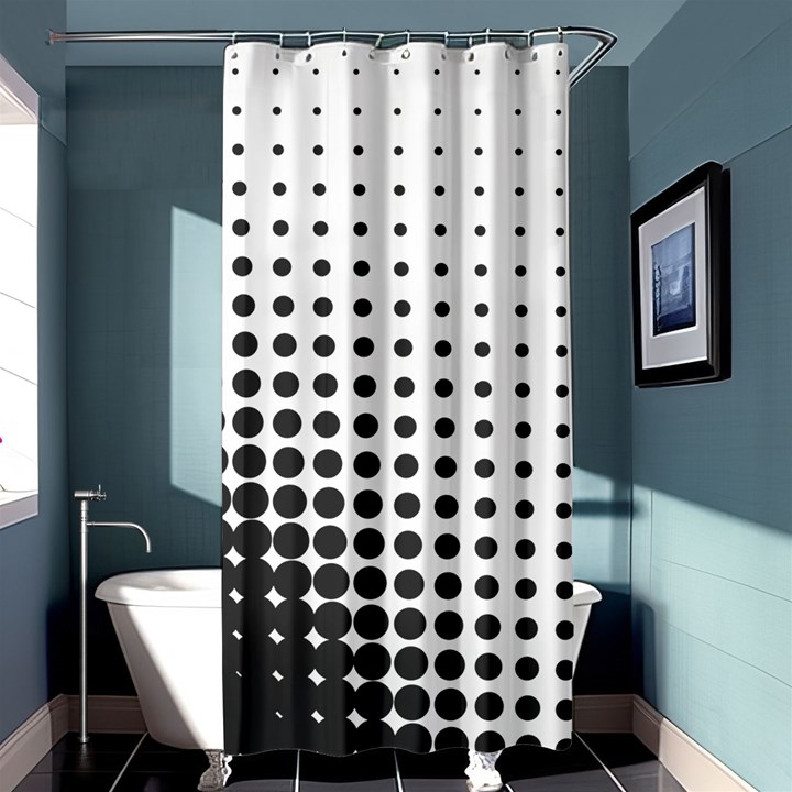 Comic Dots Polka Black White Shower Curtain 36  x 72  (Stall) 