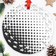 Comic Dots Polka Black White Ornament (round Filigree) by Mariart