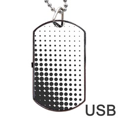 Comic Dots Polka Black White Dog Tag Usb Flash (one Side)