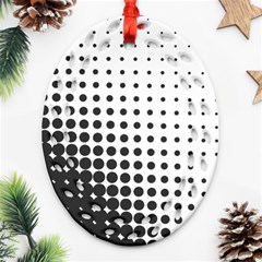 Comic Dots Polka Black White Oval Filigree Ornament (two Sides)